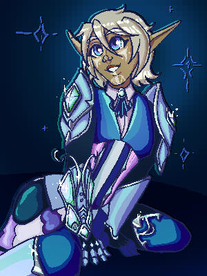 The same elf as previous, but now in a pixel art style.